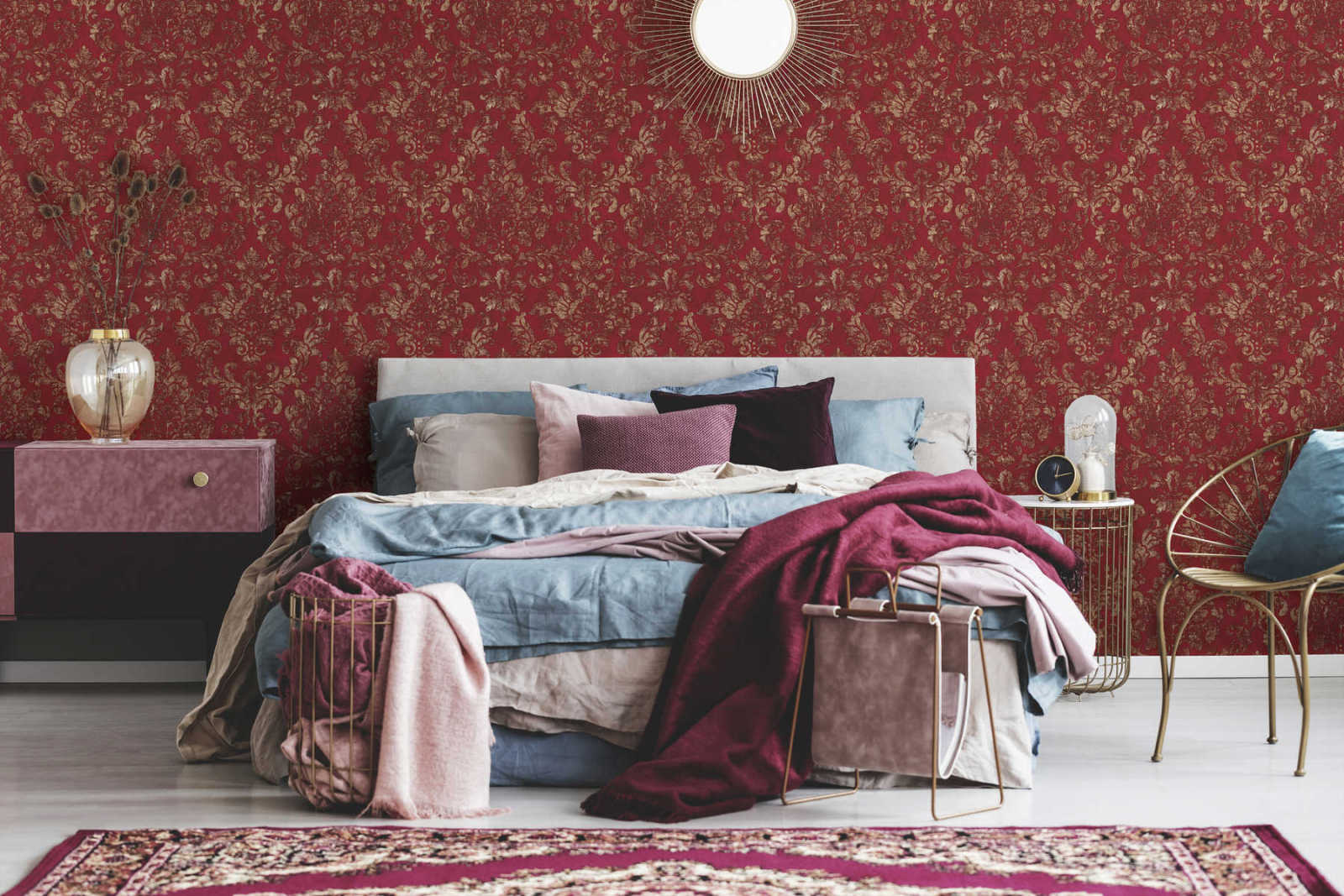Vliestapete NEUE BUDE 2.0 - rot-gold - Barock - 10 Meter
