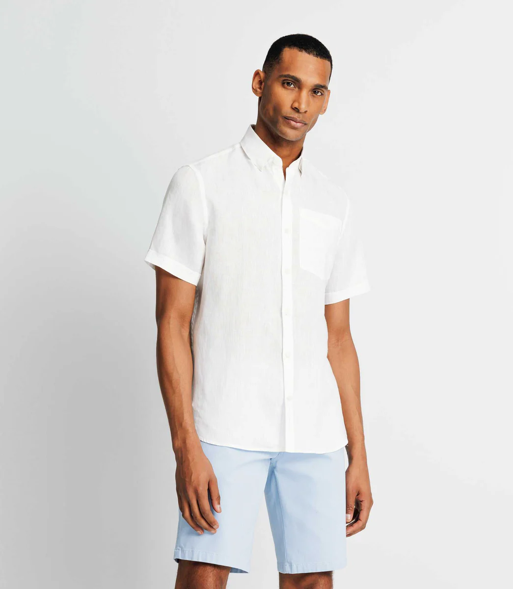 Chemise casual en lin blanche