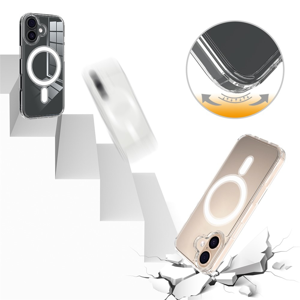 iPhone 17 MagSafe Hybrid Hülle TPU Bumper Acryl Rückseite Air Cushion Fallschutz - Transparent