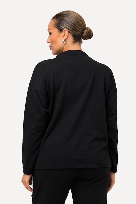 Sweatshirt, Schriftmotiv, Boxy, Stehkragen, Langarm