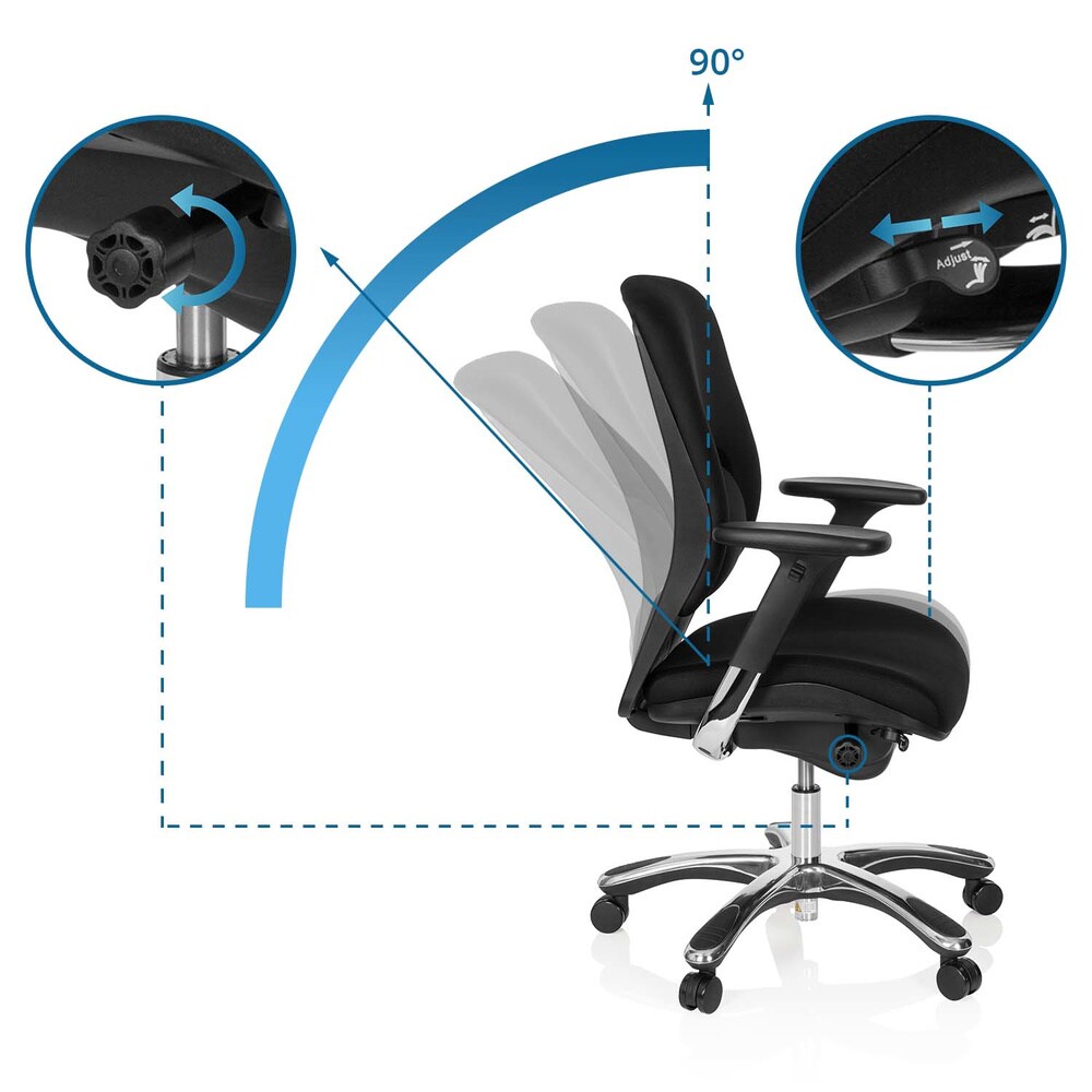 High End Bürostuhl VAPOR LUX BASE Stoff mit Armlehnen (höhenverstellbar) hjh OFFICE