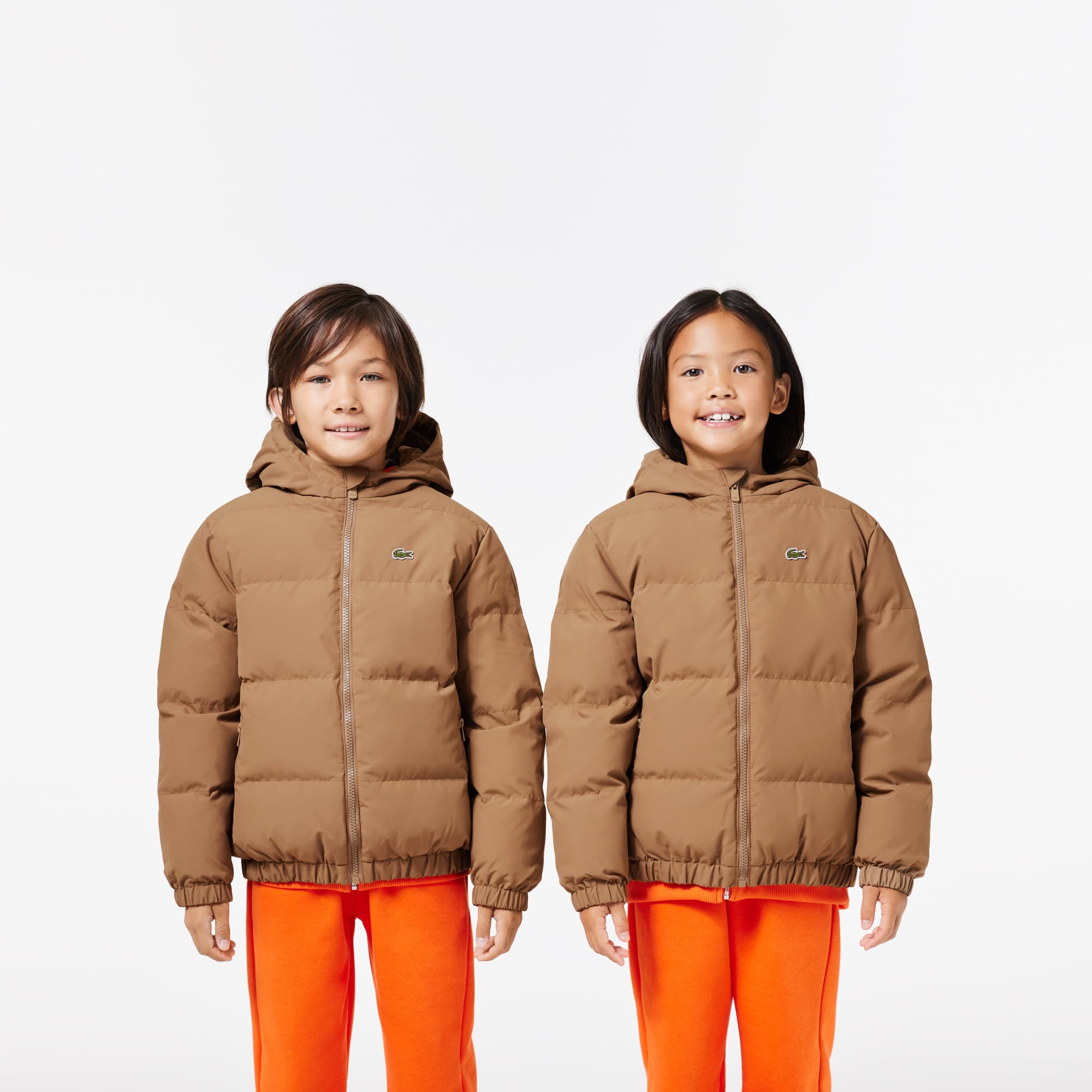 Doudoune à capuche avec crocodile au dos Manteaux & Blousons - Marron - Lacoste - Enfant