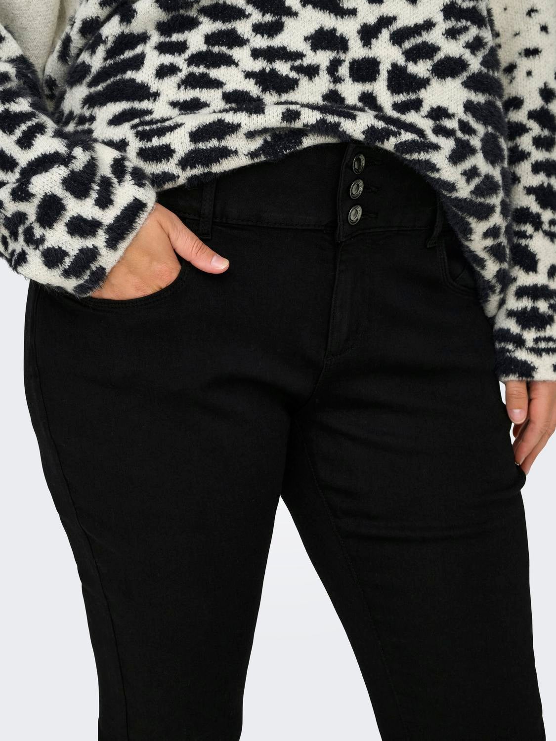 CARANNA Mittlere Taille Skinny Fit Jeans Black Denim