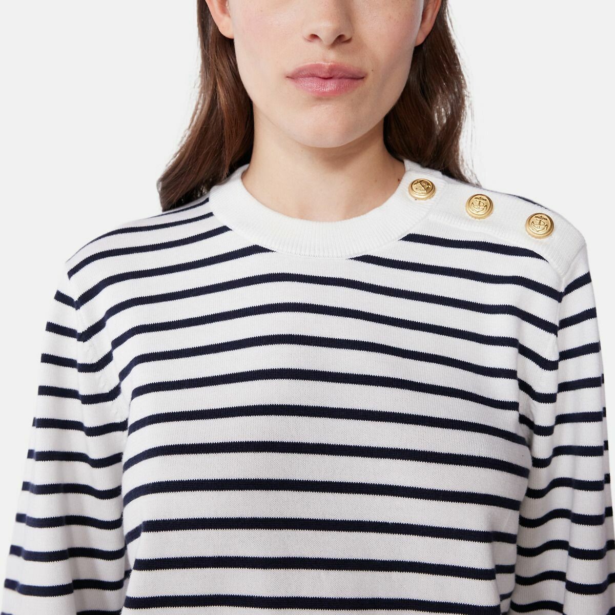 PETIT BATEAU<br>Suéter feminino de algodão com listras