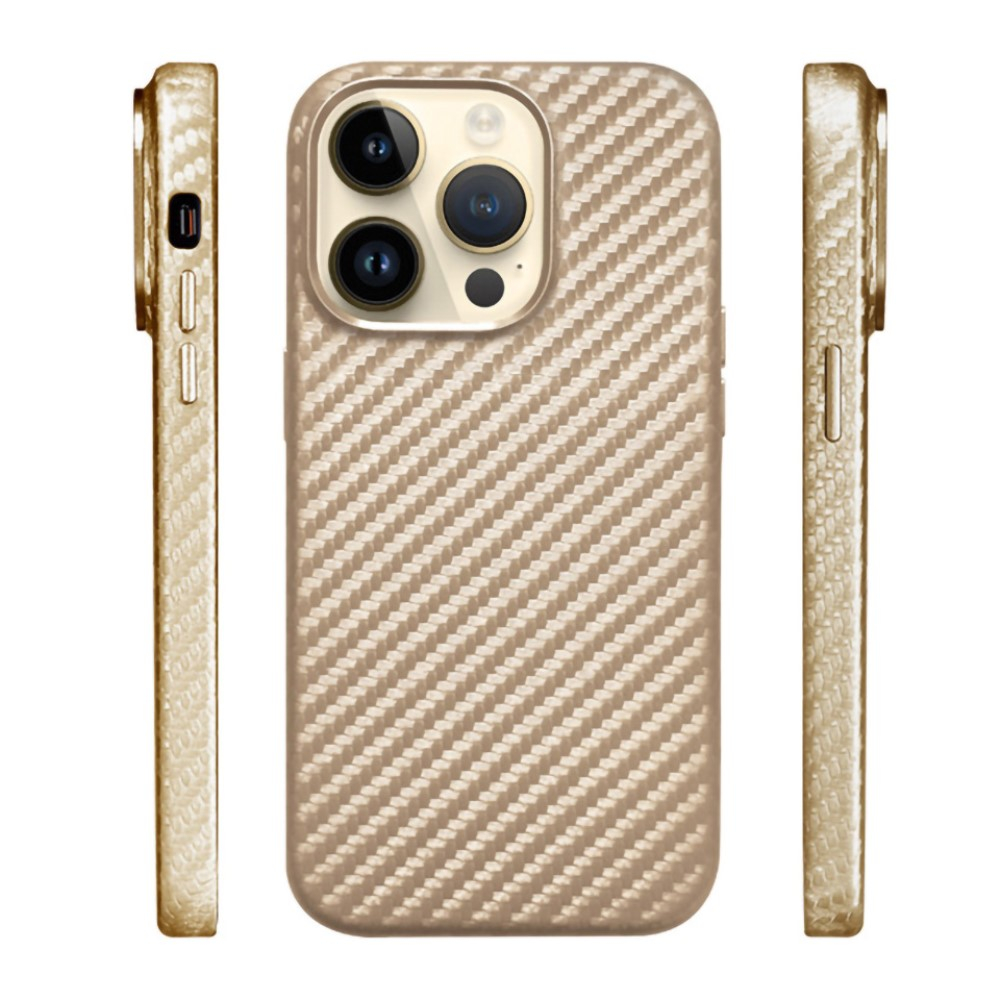 iPhone 15 Pro MagSafe Hardcase Hülle im Carbon Look - Gold