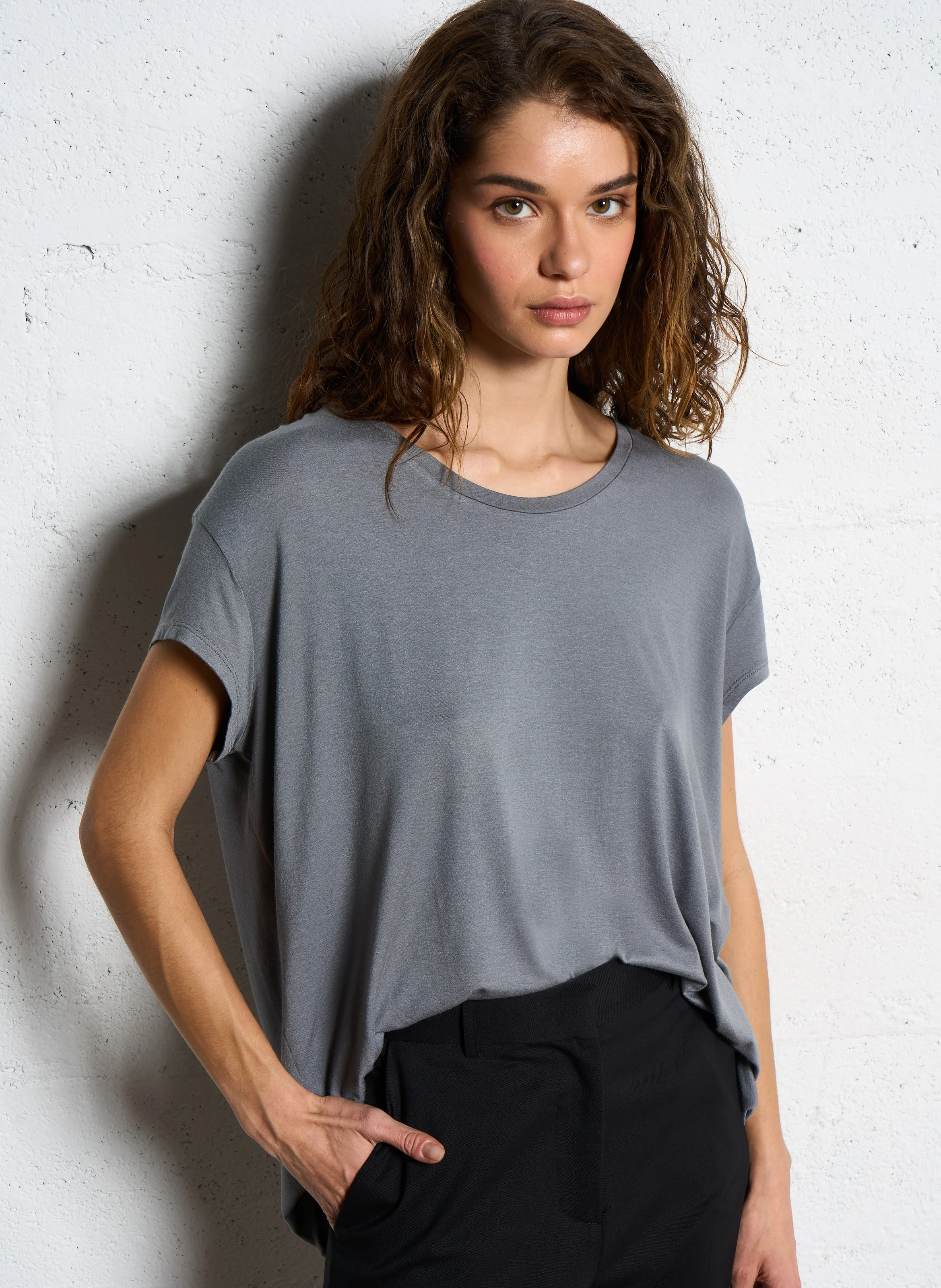 MARLOW - Tee-shirt col rond| Gris