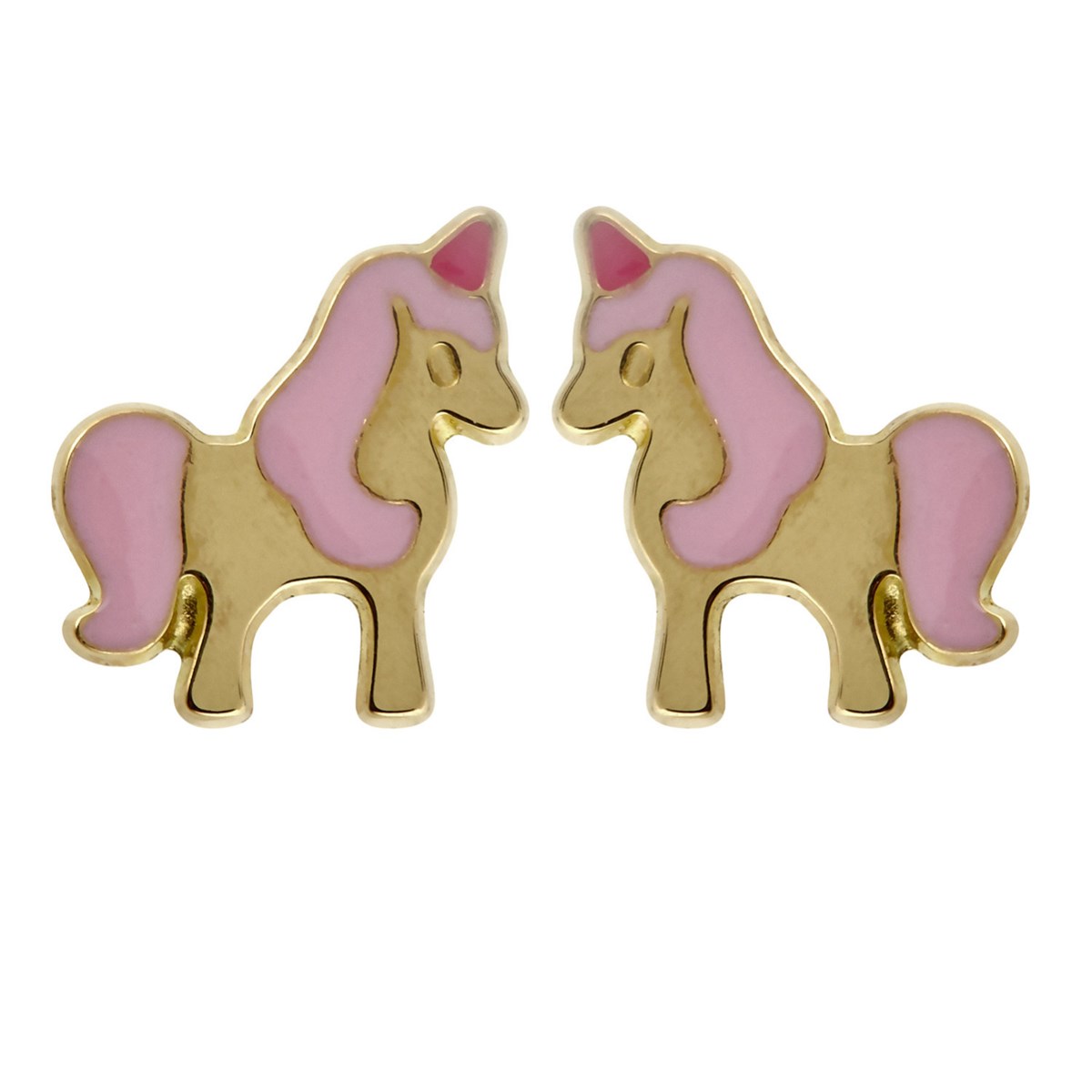 Boucles d'oreilles Licorne laque rose or
