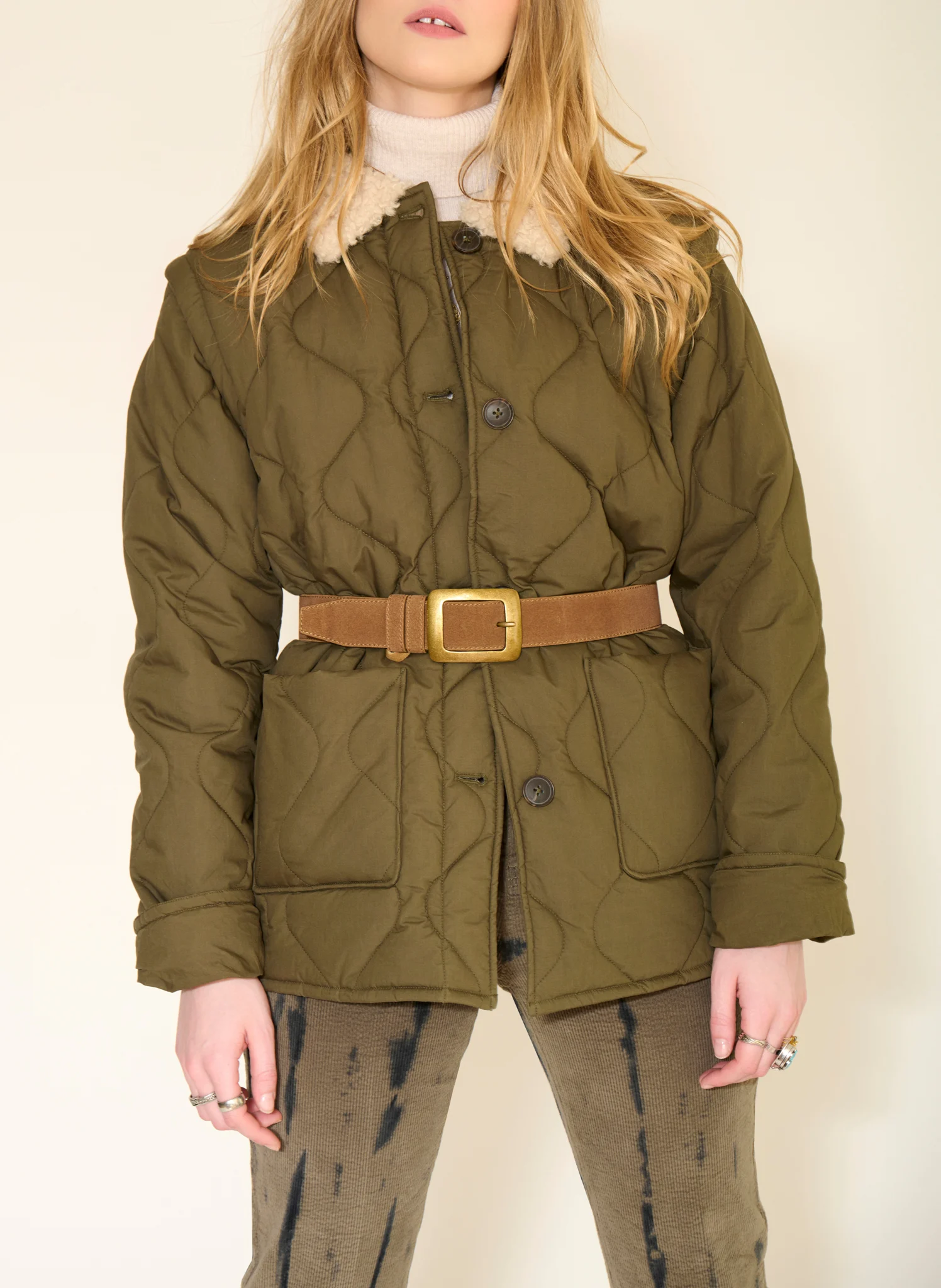 MILDRED - Manteau oversized matelassé en coton| Vert