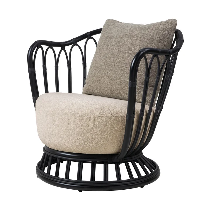 Gubi - Grace Outdoor Lounge Chair, schwarz / beige (Lorkey 41) / braun (Lorkey 43)