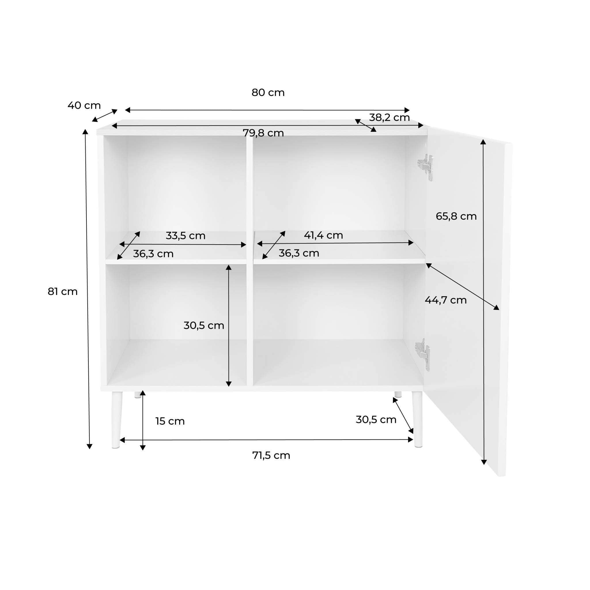 sweeek - Dressoir 1 deur metaal en houtdecor 80cm