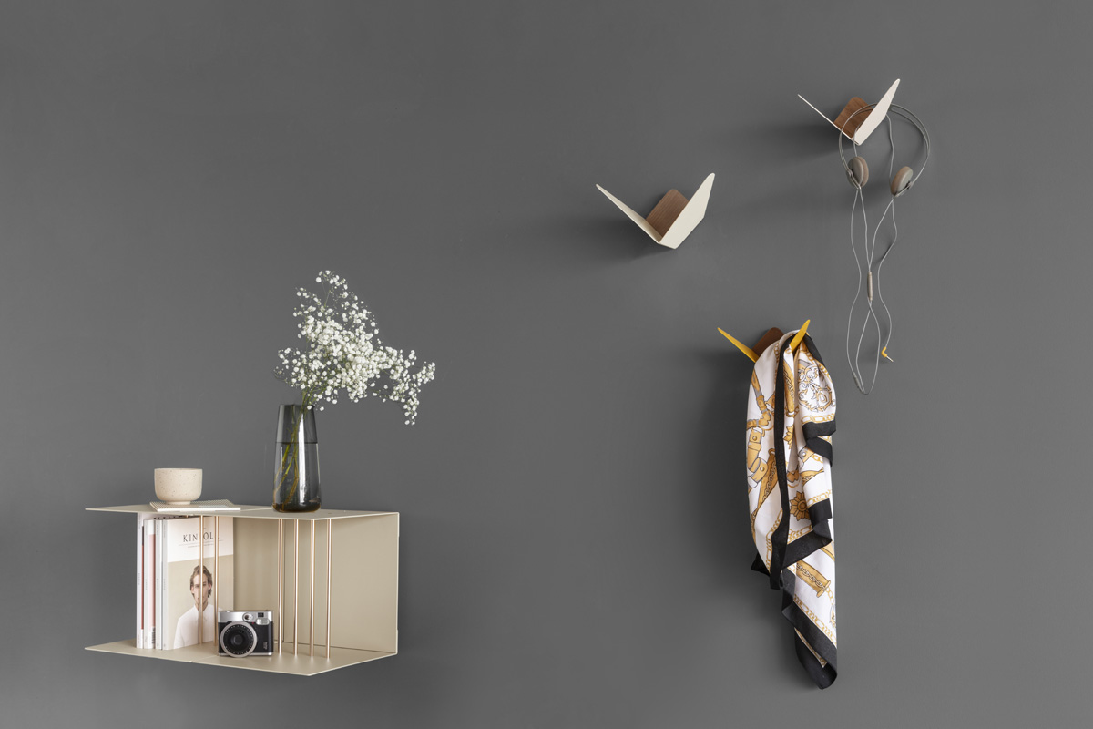 Wandhaak Butterflies mini Geel