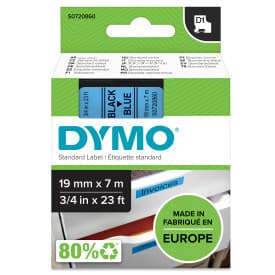 DYMO D1, markeringstape, 19mm, sort tekst på blå tape, 7m