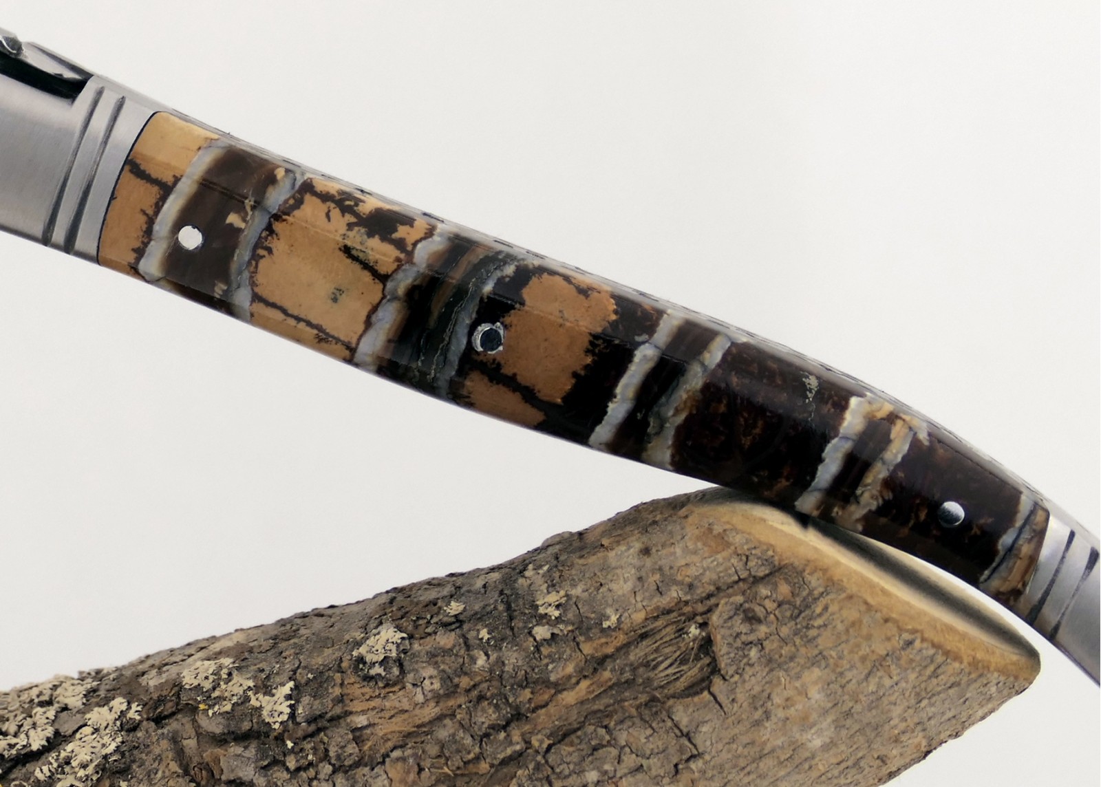 Couteau Laguiole avec un manche en Molaire de Mammouth Fossile