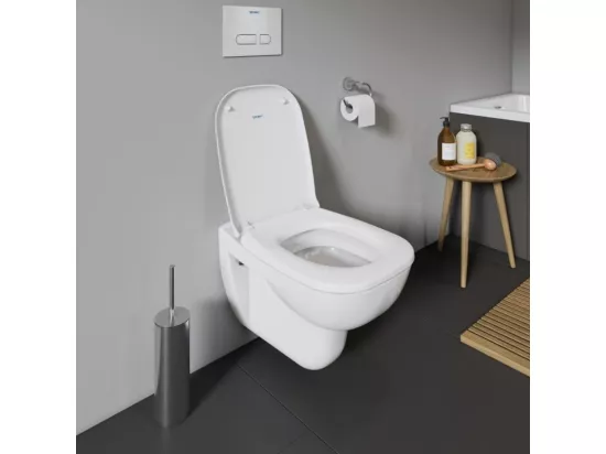 Pack WC suspendu DURAVIT D-code avec abattant frein de chute synthétique + bati support SIAMP + Plaque de commande chromée