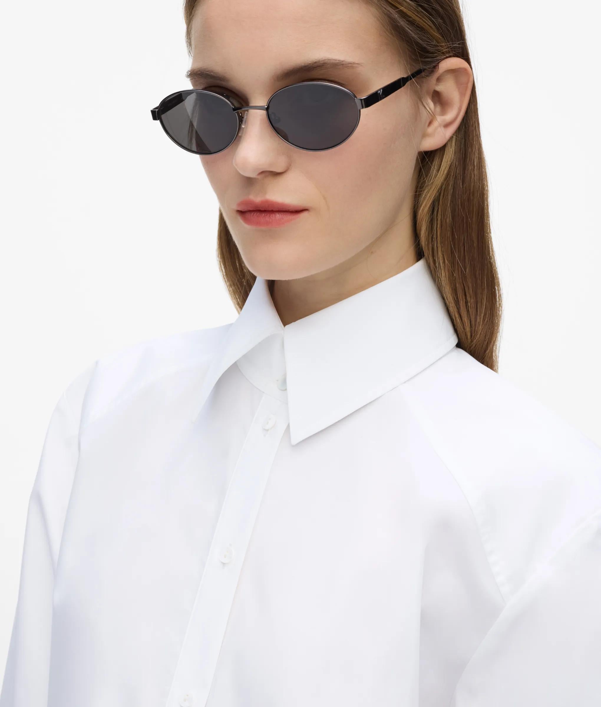 Poplin shirt met schoudervulling