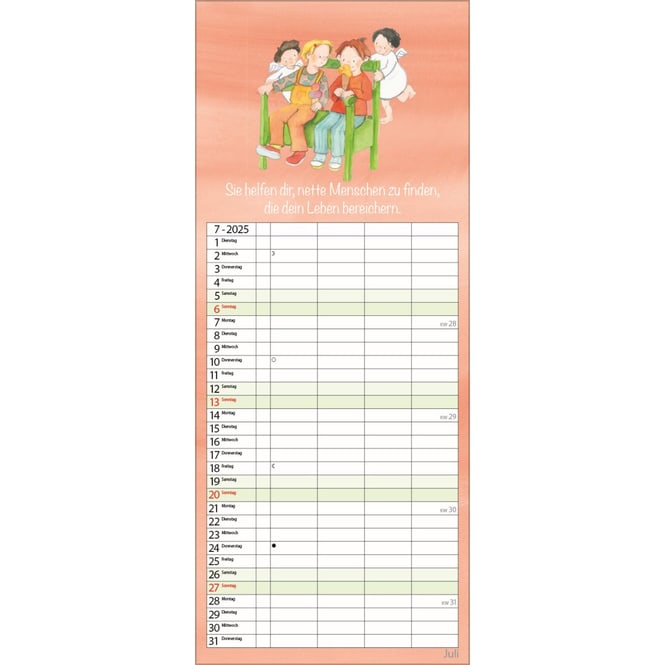 Familientimer - 2025 - Schutzengel - 4 Spalten
