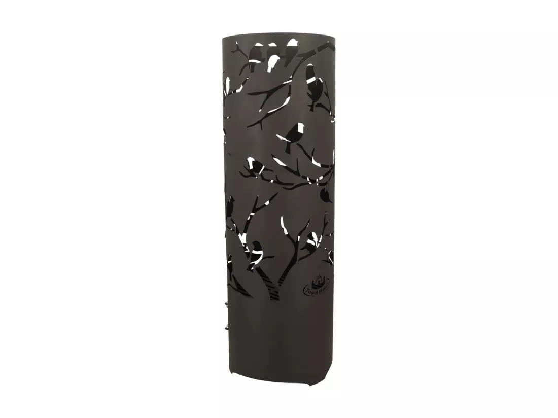 Brasero cylindre découpe laser 39 x 117 cm Découpe oiseaux