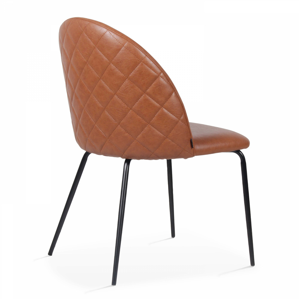 Lot de 4 chaises en textile enduit marron foncé