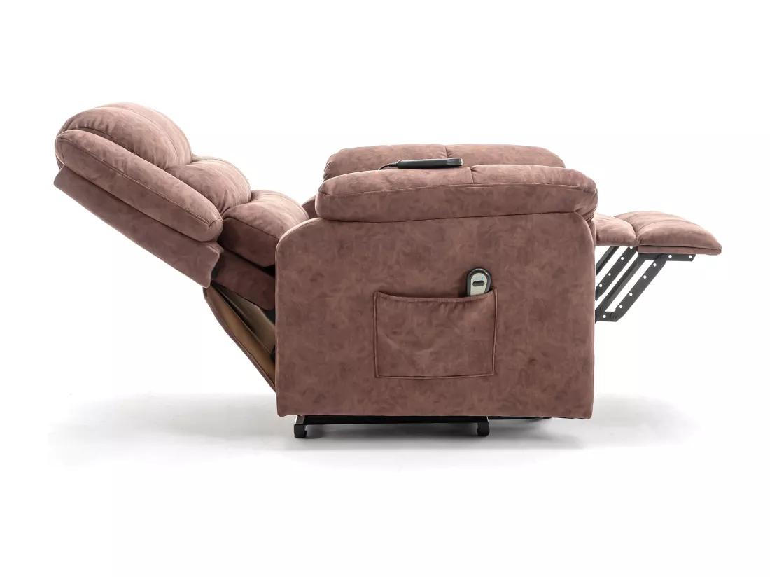 Fauteuil releveur électrique en cuir PU, fauteuil de massage inclinable, meuble réglable pour le dos, pieds avec 3 positions, port USB, chauffage, porte-gobelets