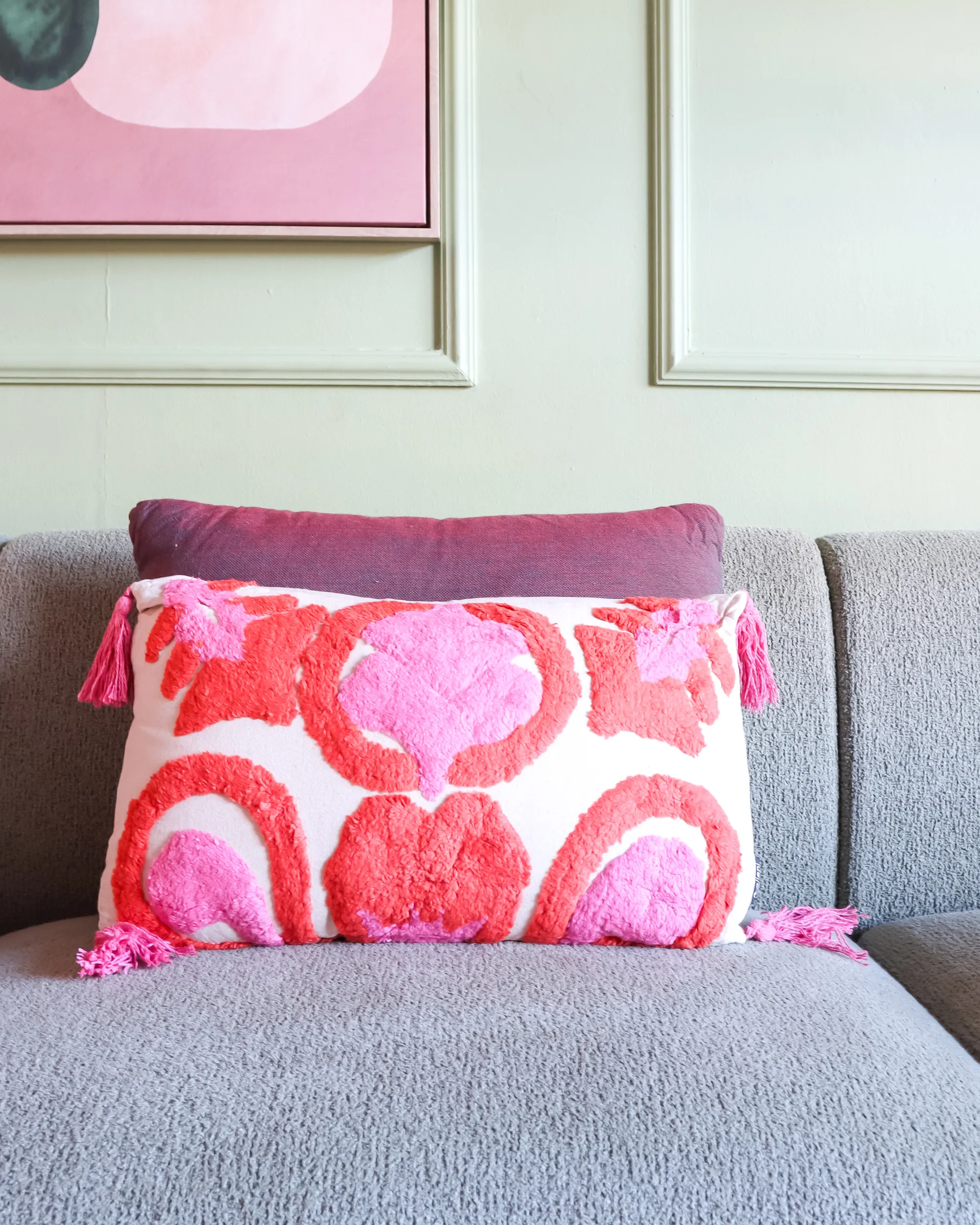 Set van 2 sierkussens FRAKSINUS Katoen 30 x 50 cm Roze geometrisch patroon