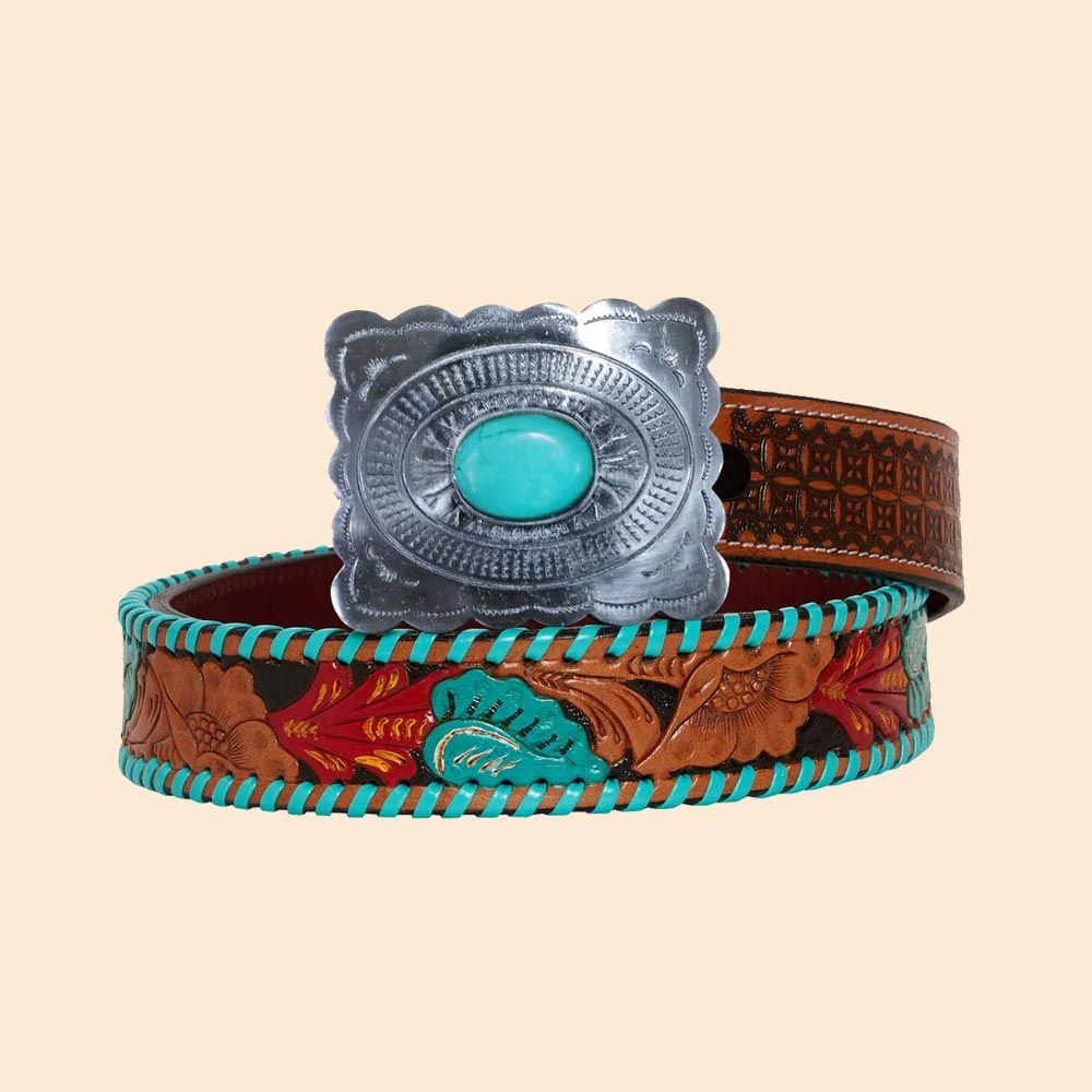Myra Bag Tropical Forest Hand-Tooled Leather Belt