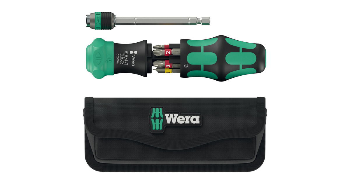 WeraKraftform Kompakt 25 RA-R met etui, 6‑delig bitset  (Zwart/groen)