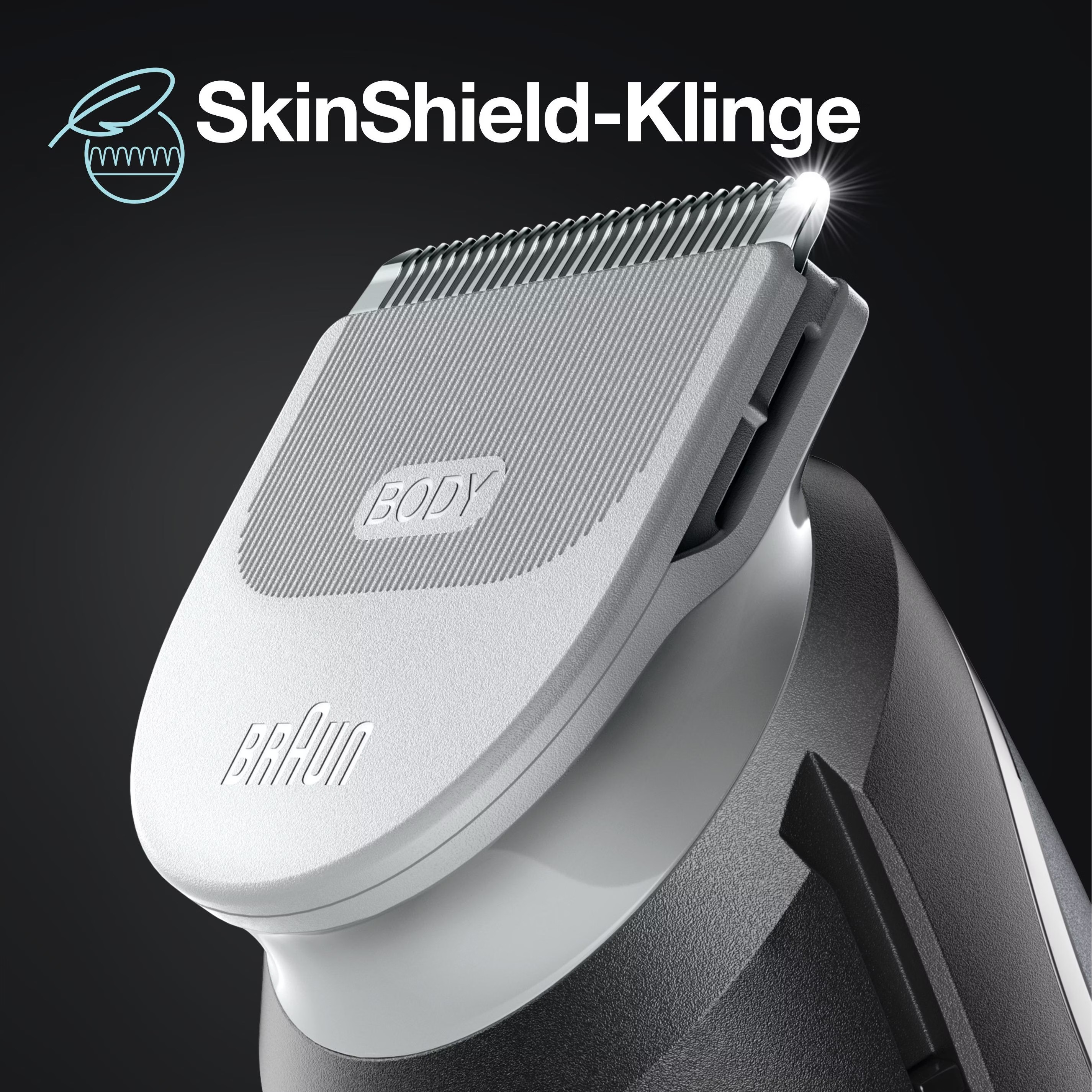 Series 5 Bodygroomer Elektrischer Haarschneider Haar Trimmer Akku Rasierer mit 3 Aufsätzen (BG5340) - Schwarz / Grau