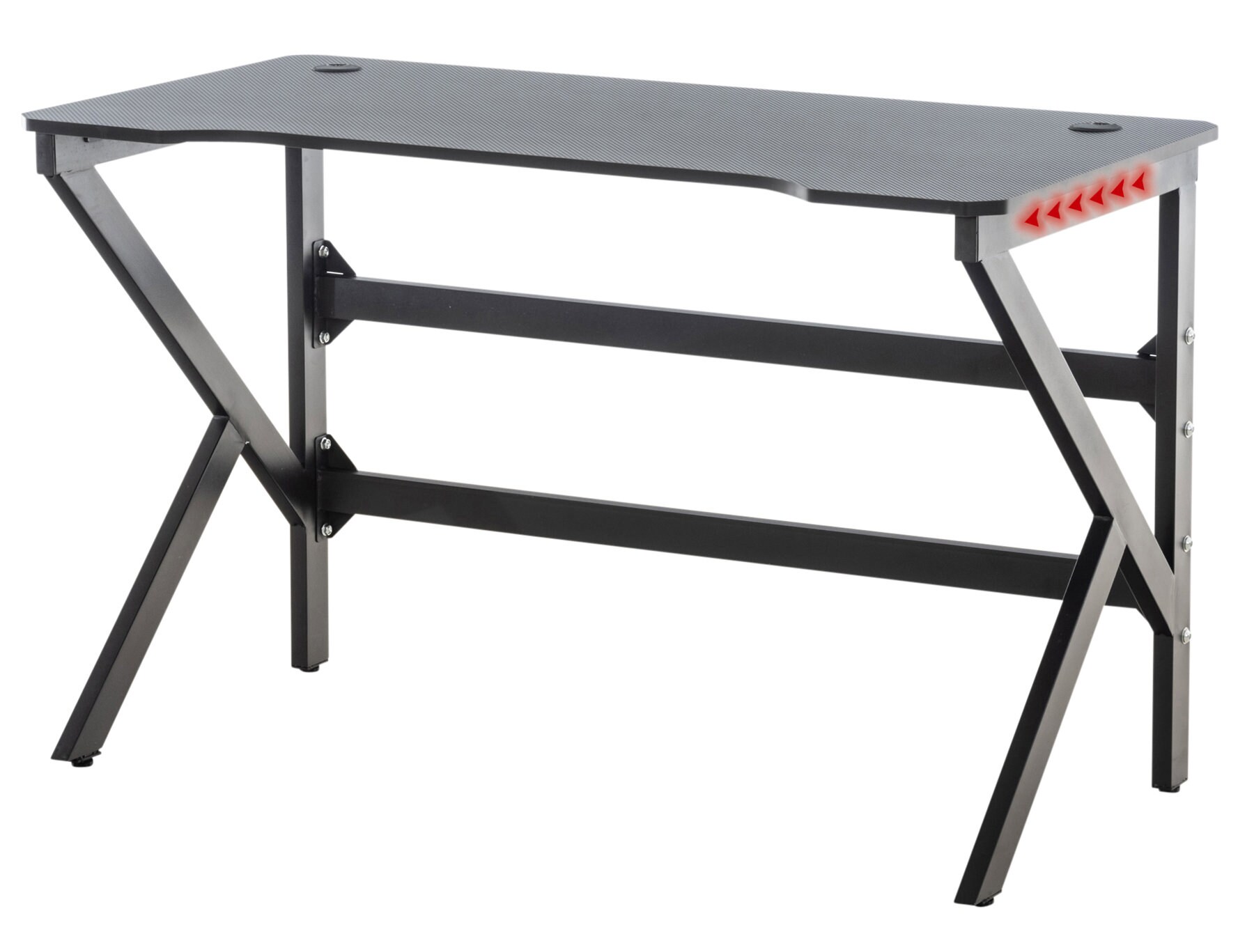 CLP Gaming-Tisch Lewiston I Schreibtisch Mit LED-Beleuchtung I Carbon-Optik