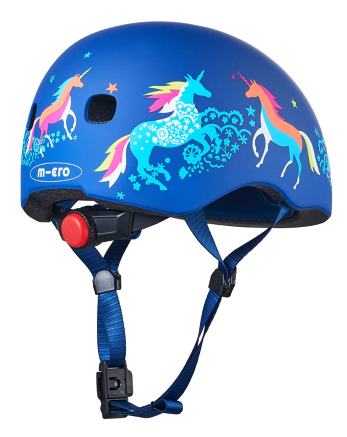 Kinderhelm UNICORN  MATT mit LED-Blinklicht in blau/bunt