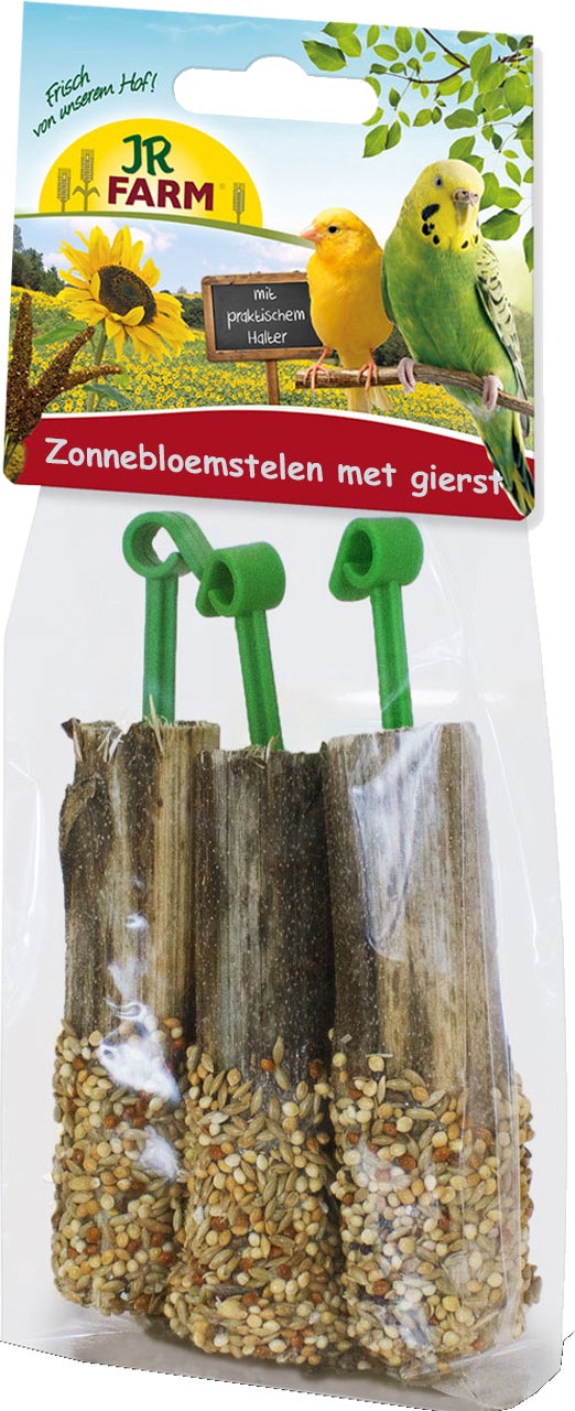 JR Farm vogelsnack zonnebloemstelen met gierst 20 g 3 stuks