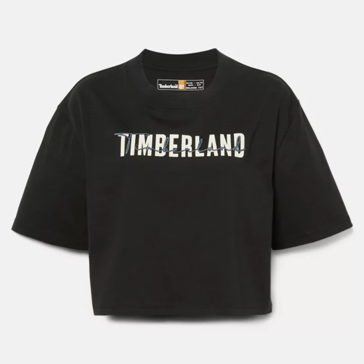 T-shirt court pour femme en noir