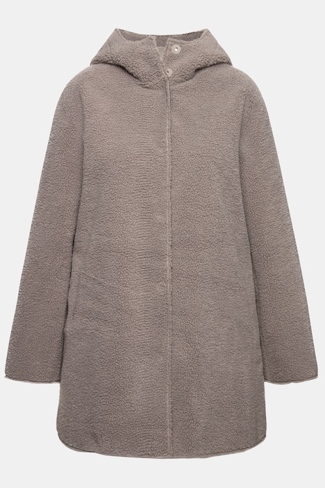 Teddyjacke, A-Linie, angeschnittene Kapuze