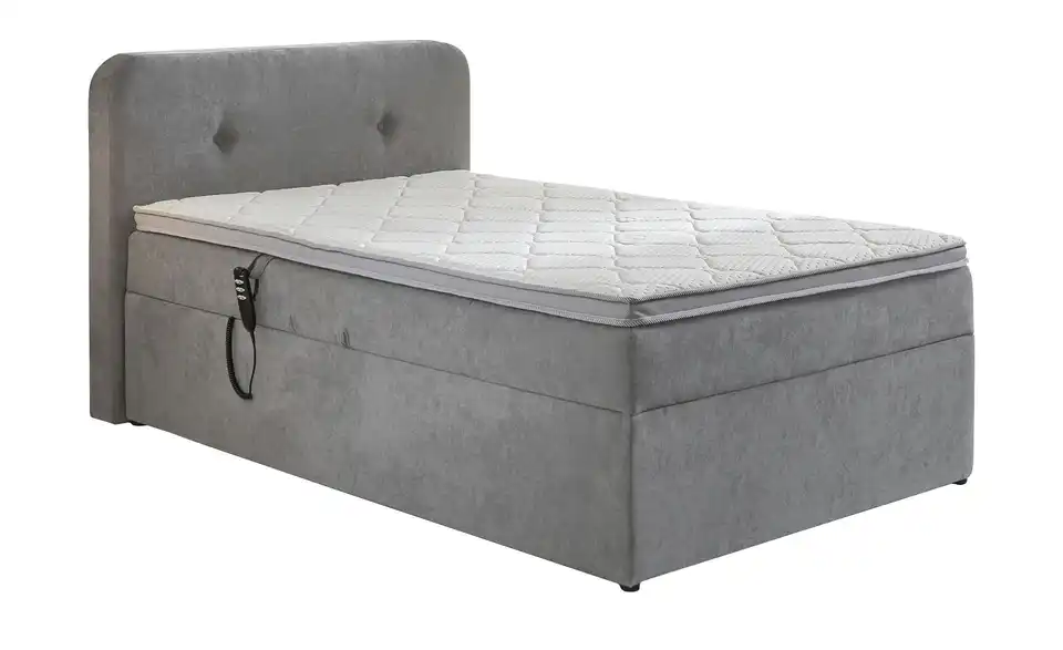 Boxbett elektrisch mit Stauraum Hellgrau 100 cm
