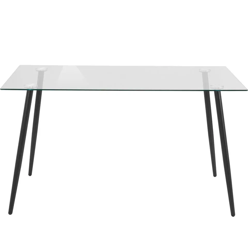 Danny - 140x80 cm 6-persoons eettafel metaal / helder glas