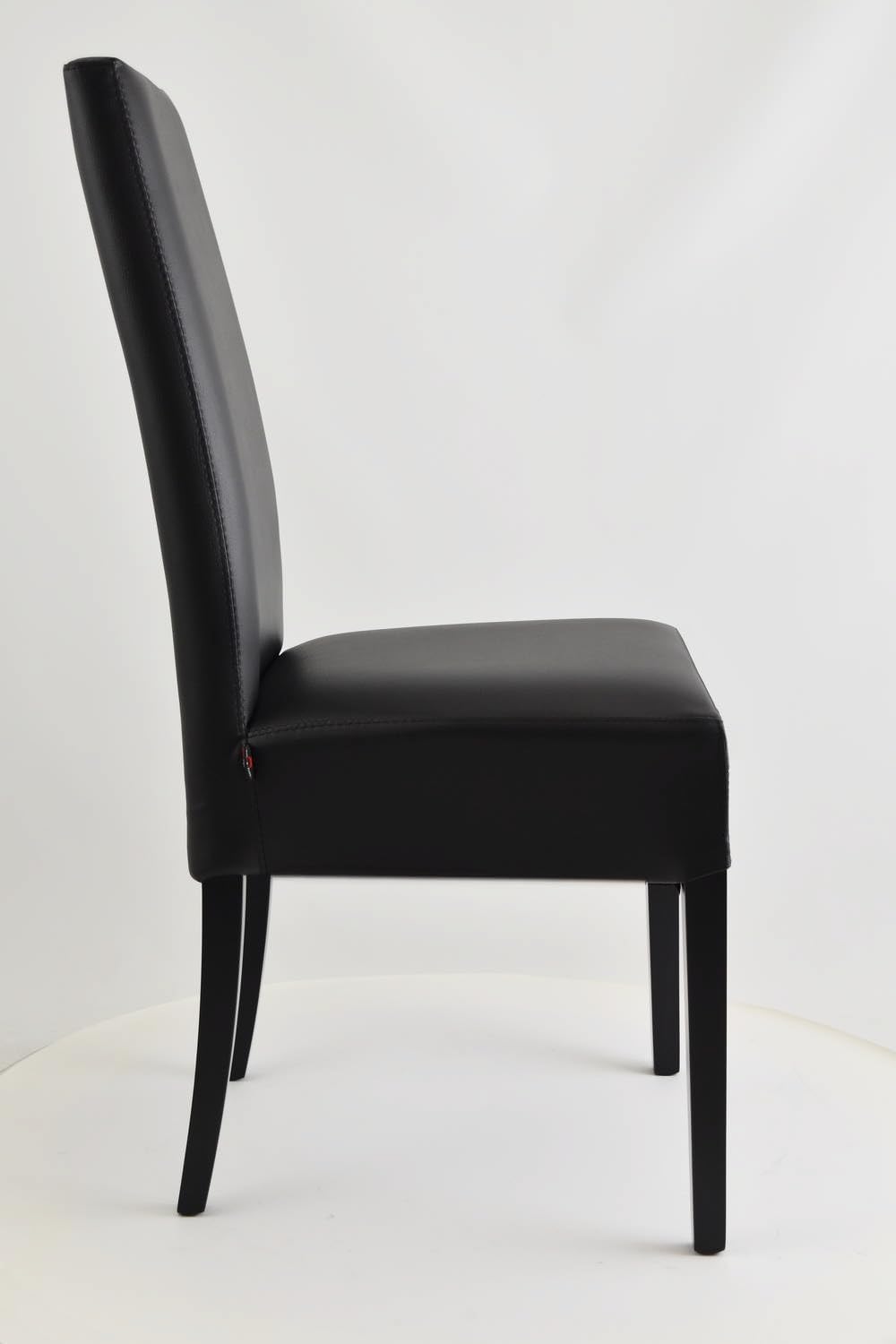 t m c s Tommychairs - 4er Set Moderne Stühle Luisa für Küche und Esszimmer, robuste Struktur aus lackiertem Buchenholz Farbe Schwarz, Gepolstert und mit schwarzem Kunstleder bezogen