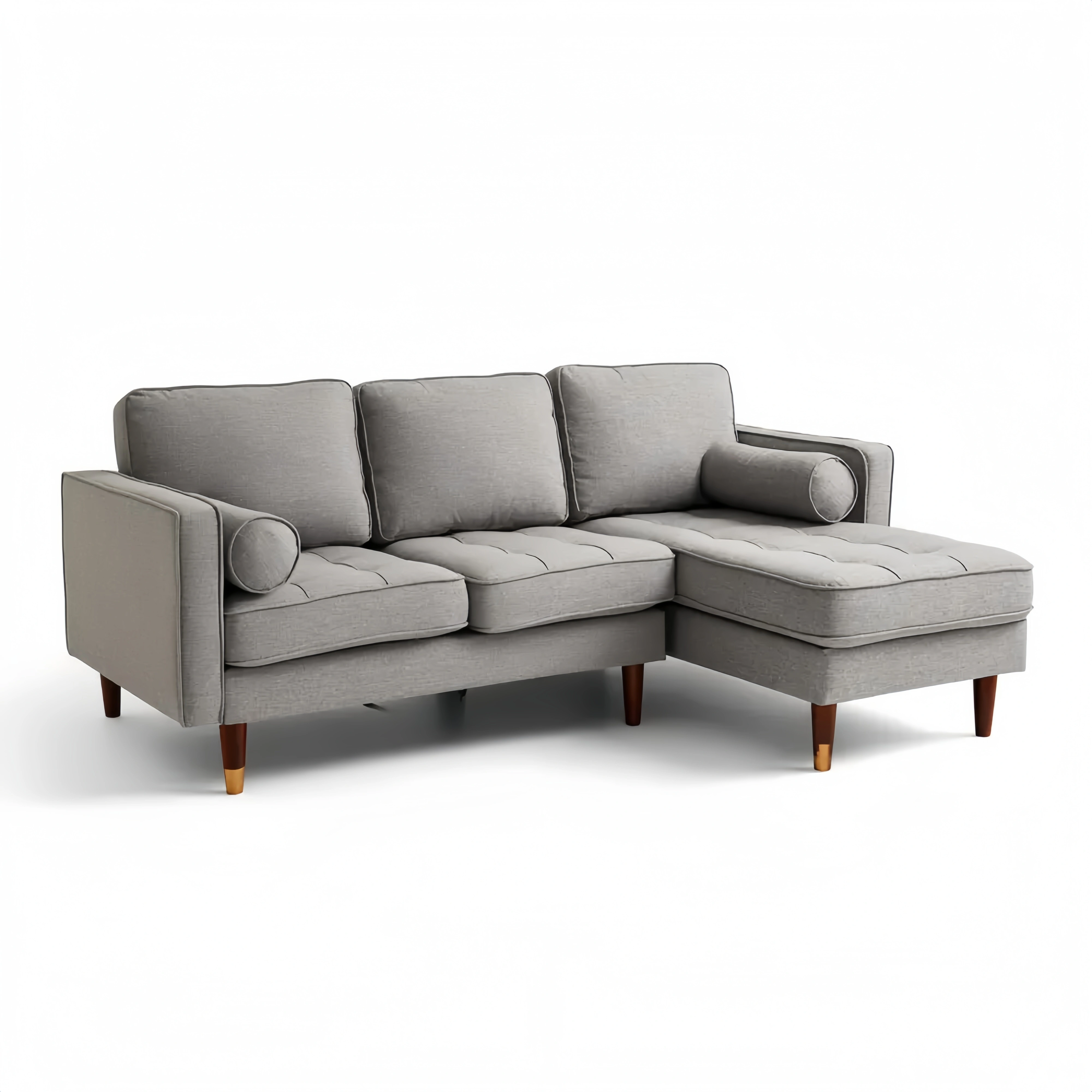 Ecksofa Stoffpolster 200x140x85 cm – Hellgrau – Moderner Stil