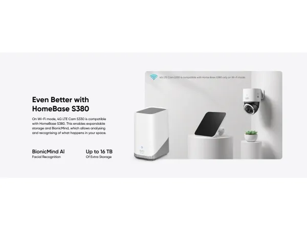 Eufy S330 - Netværksovervågningskamera - panonering / hældningsvinkel - udendørs - støvresistent/vandresistent - farve (Dag/nat) - 4K - audio - trådløs - WiFi - 4G