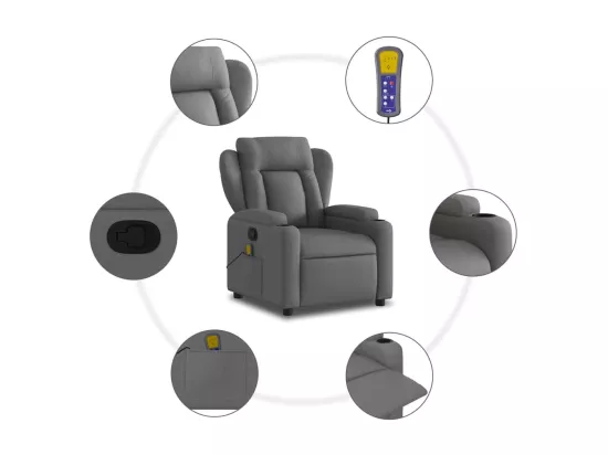Fauteuil de massage inclinable Gris foncé Tissu