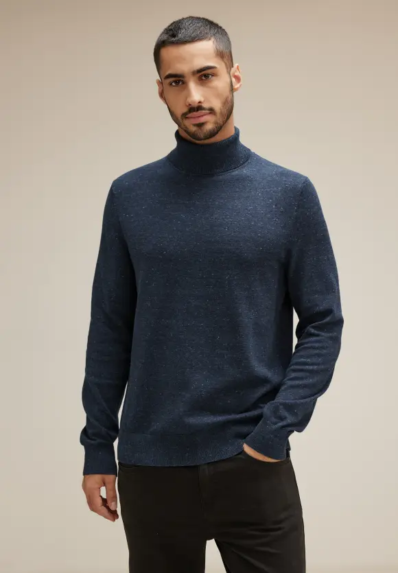 Basic Rollkragen Pullover - eclipse blue melange