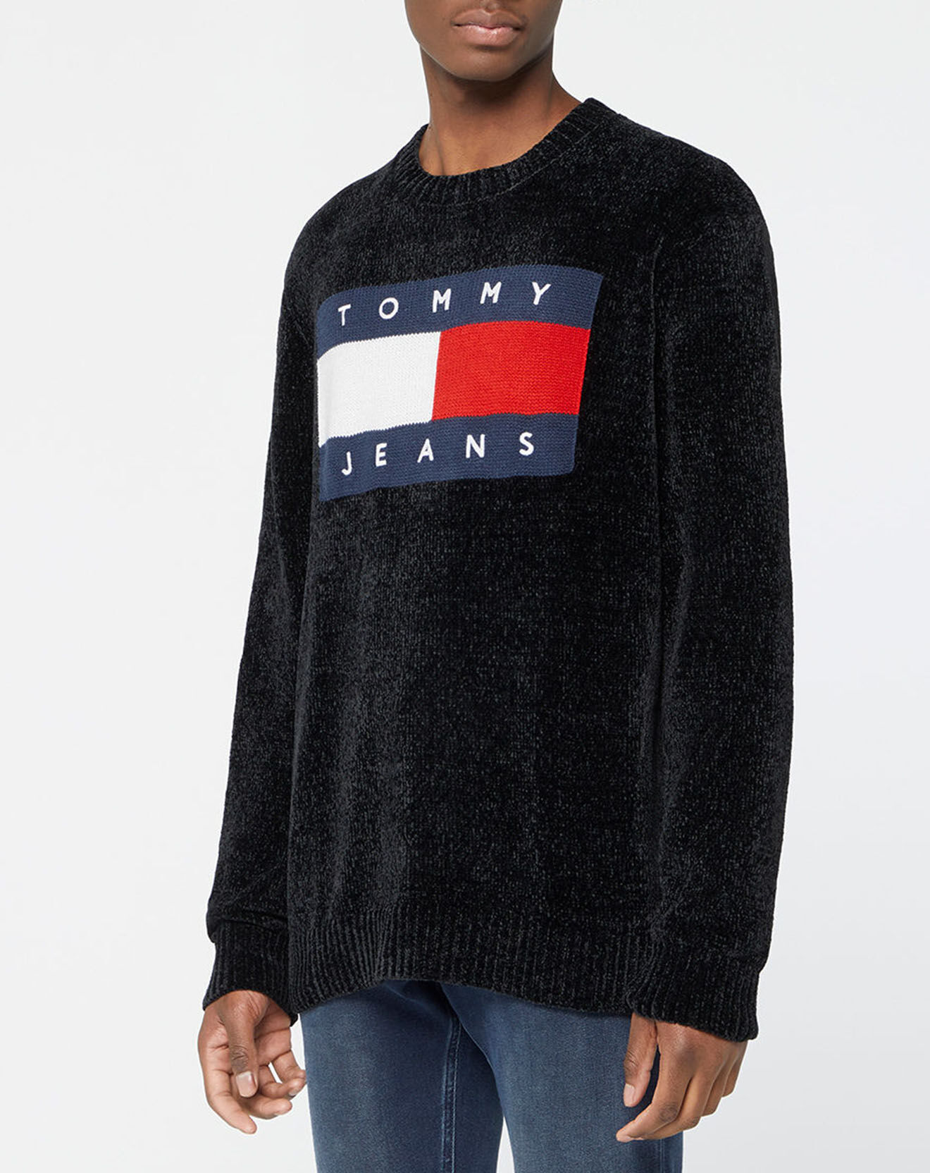 Tommy Jeans Pull Tommy Flag Chenille noir