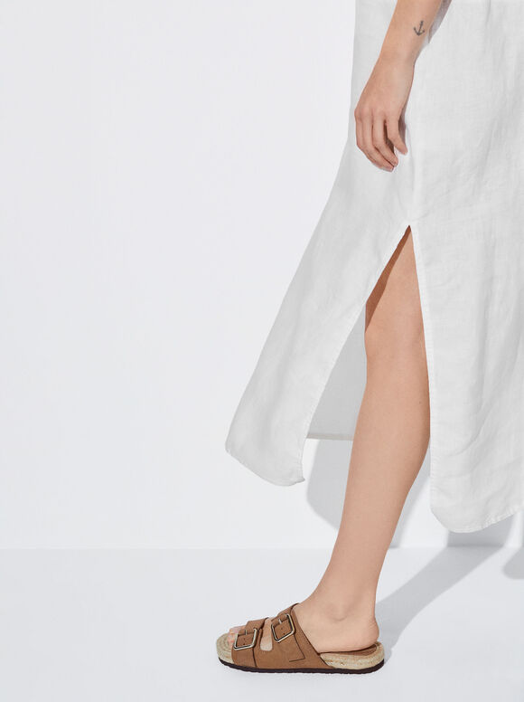 Vestido de linho com capuz - Branco