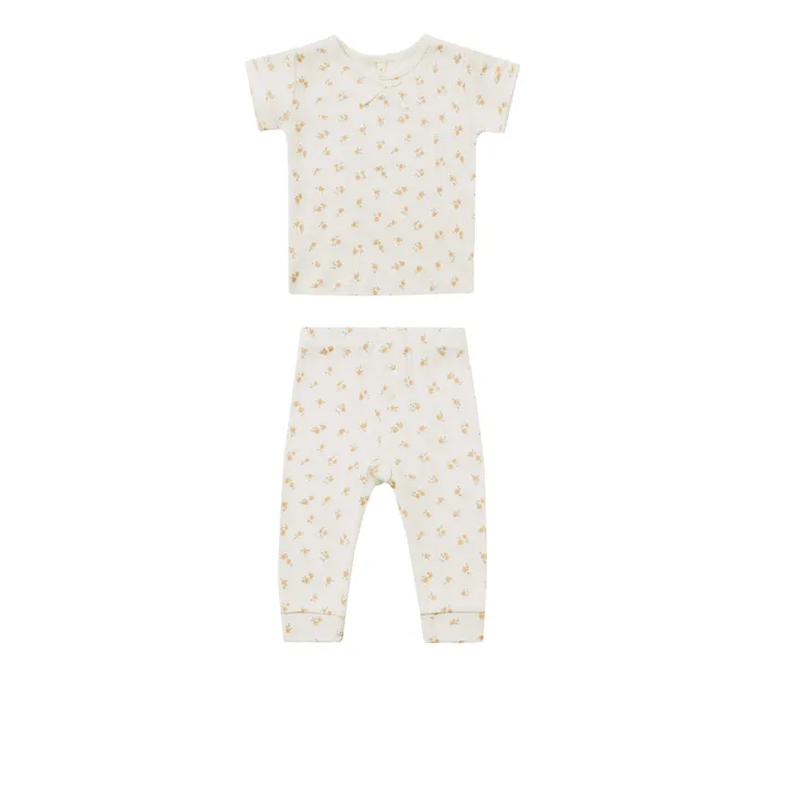 Quincy Mae T-Shirt et Legging Fleuri | Ecru