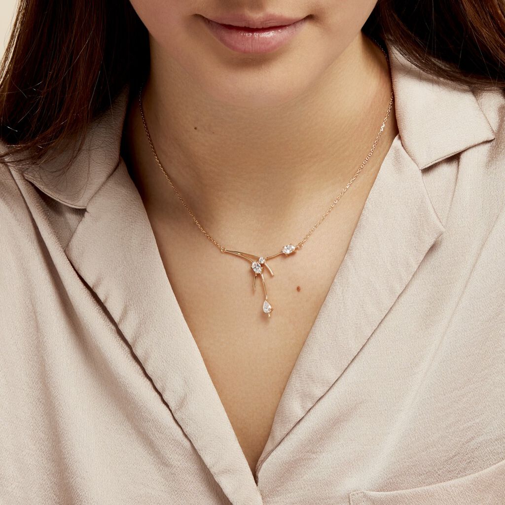 Collier Bertrane Plaqué Or Jaune Oxyde De Zirconium