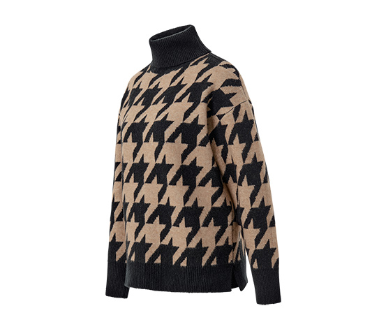 Strickpullover mit Hahnentritt-Jacquard