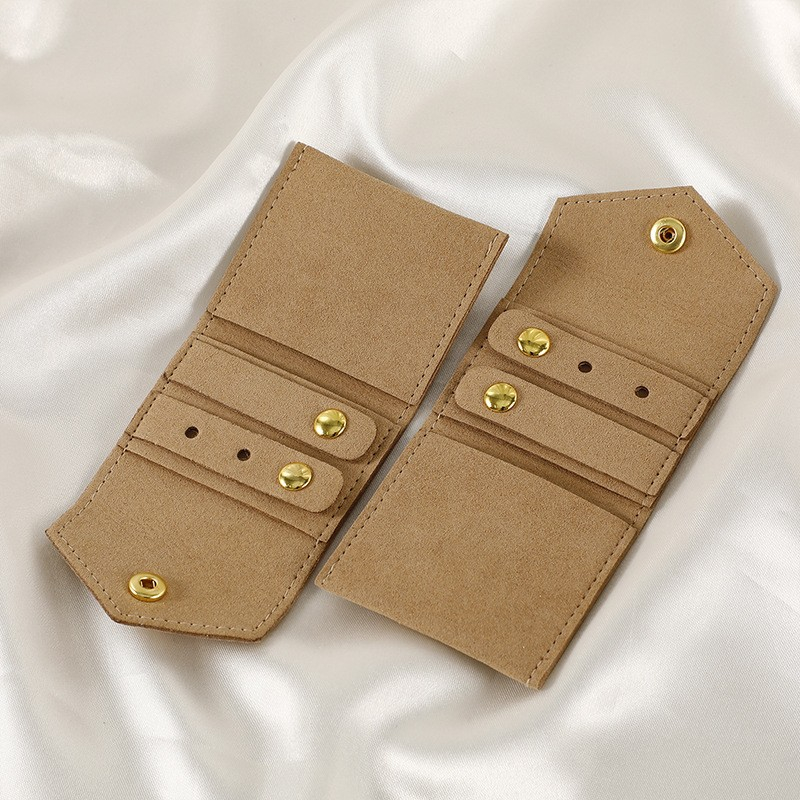 Faltbarer Mini Leder Reise Schmuck Organizer Aufbewahrungs Tasche für Ringe / Halskette / Ohrringe - Braun