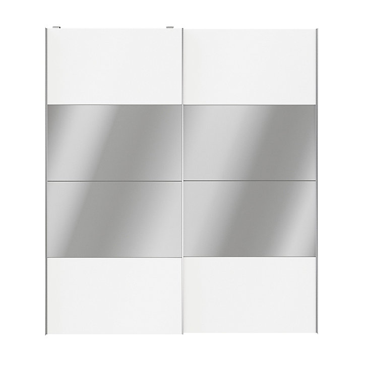 Portes de placard coulissantes 2 vantaux panneaux blancs et miroir GoodHome Atomia H. 225 x L. 200 x ép. 5,5 cm
