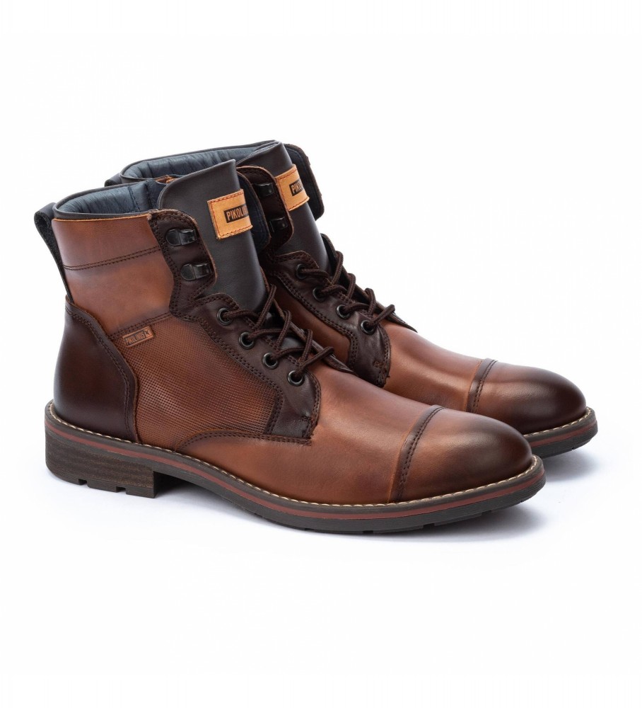 Botas de tornozelo Pikolinos York em couro marrom