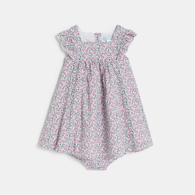 Robe chic fleurie rose bébé fille Mauve Violet