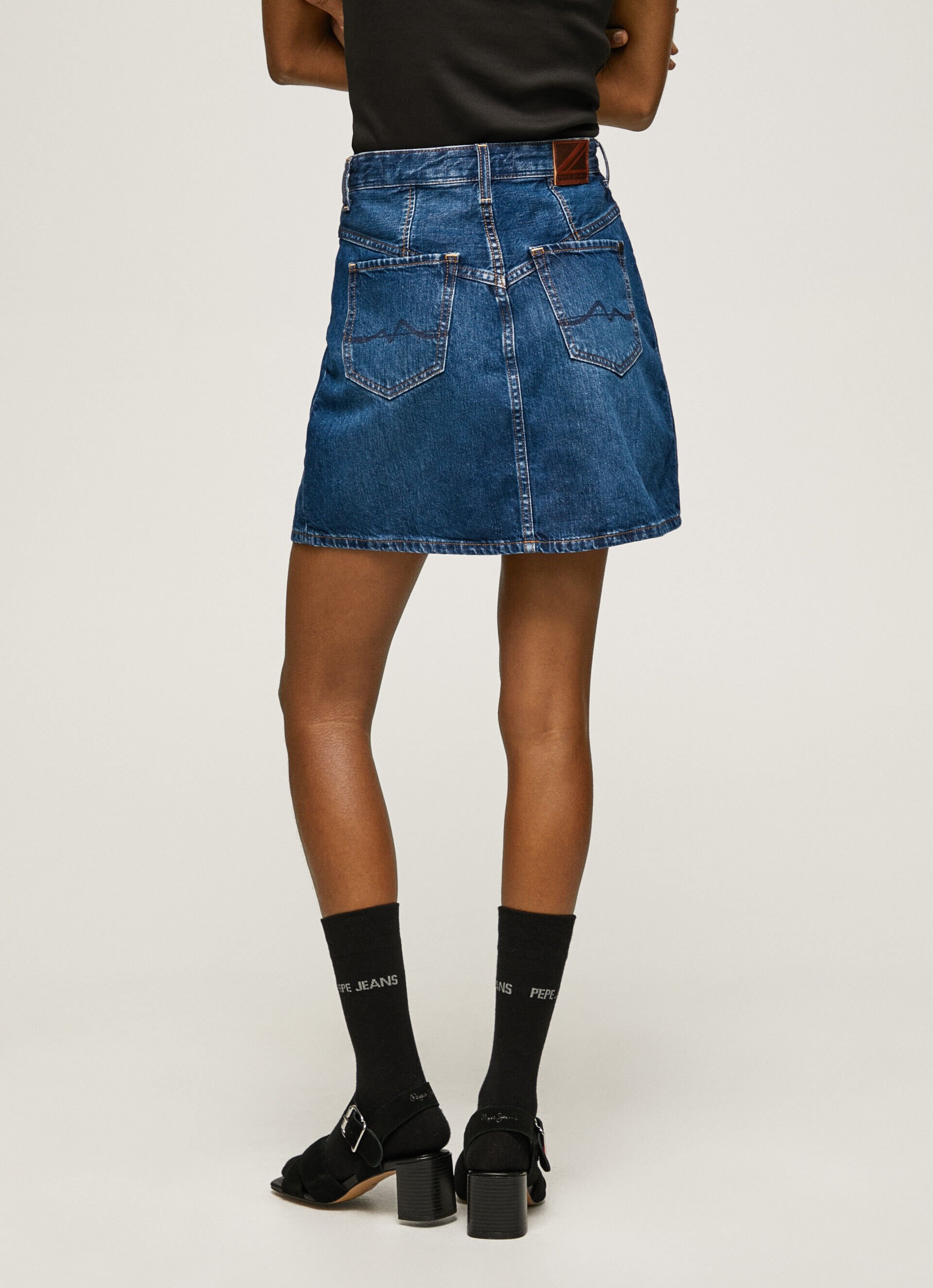 SAIA CURTA DE ALGODÃO JEANS - jeans