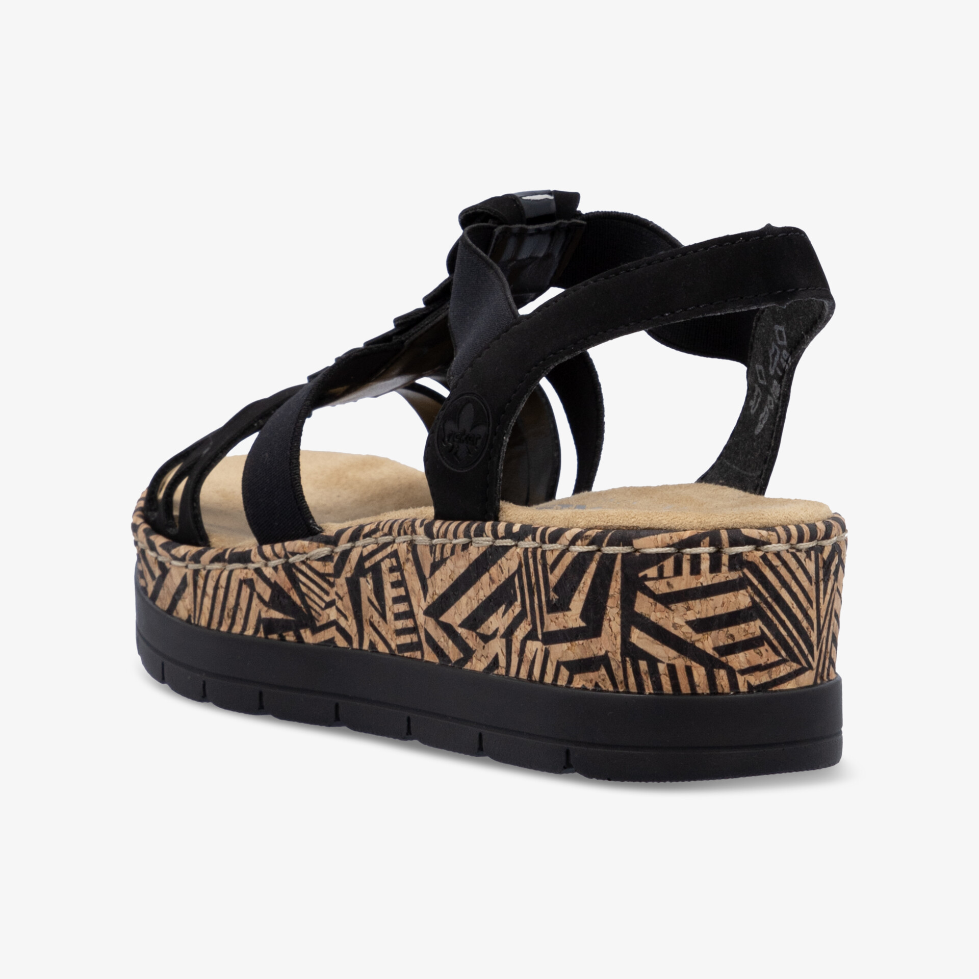 rieker Damen Plateausandalen schwarz